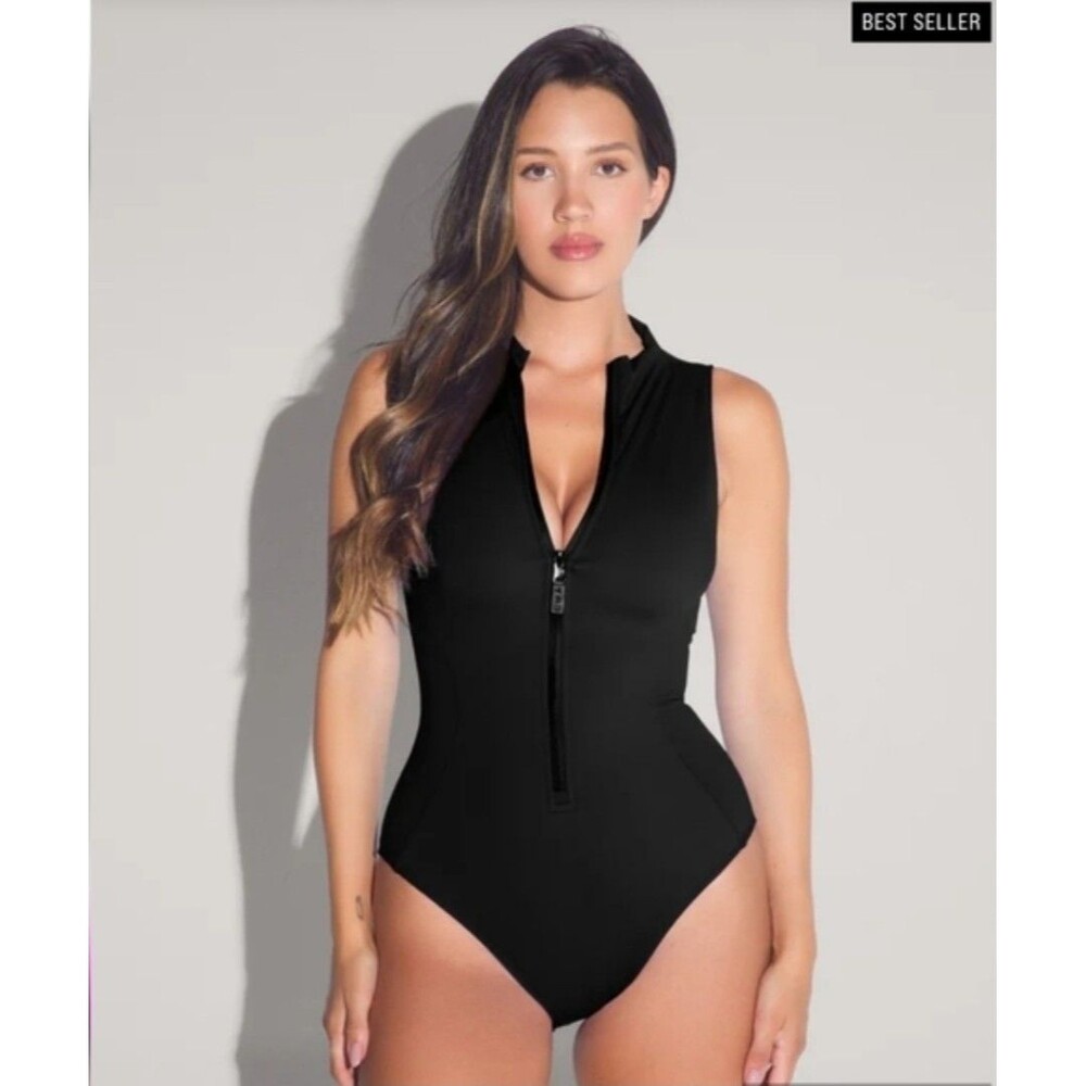 TA3 Surfy One Piece Black Corset Back Swimsuit Women’s Short Sz S NEW